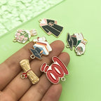 24pcs Alloy enamel graduation season set graduation hat diploma academic dress bouquet Pendant Jewelry Making DIY Keychain Earrings Pendant Various Design Charms for Jewelry Making Bracelets Necklace (SN722) - color: SN722