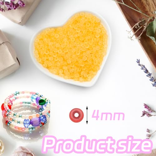 4mm Frosted Glass Seed Beads Bulk, 1000pcs Small Round Glass Bead Matte Loose Spacer Beads for Beading, Friendship Bracelet, Pendants, Key Chains, Necklaces, Hairpins, Auratus