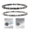 NCB 2.3-Piece 4mm Natural Crystal Gemstone Stretch Bracelets – Handmade Reiki Energy Healing Jewelry for Meditation,Yoga, Unisex - color: 2PCS ( Black Larvikite+Map Jasper ), size: 4mm