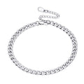 U7 Women Girls Barefoot Jewelry 18K Gold or Rose Gold Stainless Steel Heart/Rope/Figaro/Cuban Chain Anklet Foot Bracelet, 25-30 CM Long - color: Stainless Steel-5mm-Curb Chain
