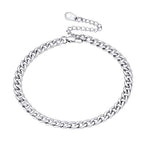 U7 Women Girls Barefoot Jewelry 18K Gold or Rose Gold Stainless Steel Heart/Rope/Figaro/Cuban Chain Anklet Foot Bracelet, 25-30 CM Long - color: Stainless Steel-5mm-Curb Chain
