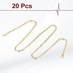 HARFINGTON 20 Pack 18 Inch Necklace Chains Bulk 3.2mm Gold Plated Cable Chains with Lobster Clasps for Jewelry Making - color: Gold, size: 18 Inch x 3.2mm