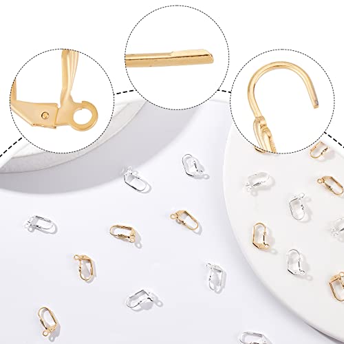 Beebeecraft 1 Box 40Pcs Leverback Earring Findings 24K Gold Plated Brass French Earring Hooks with Open Loops Silver and Gold 16.5x11mm Interchangeable Dangle Ear Wire Findings for Jewelry Making - color: Leaf Leverback Earring