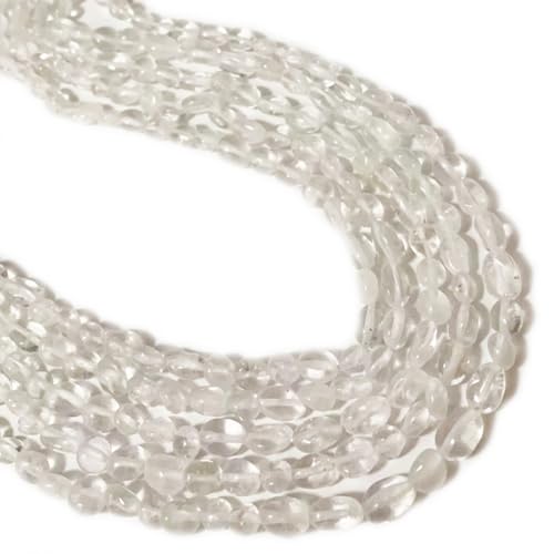 6-8mm Natural Clear Quartz Crystal Nuggets Oval Free Tumbled Pebble Semi Precious Gemstone Loose Stone Beads Approx 15.5 inch for DIY Jewelry Making - color: Clear Quartz Crystal