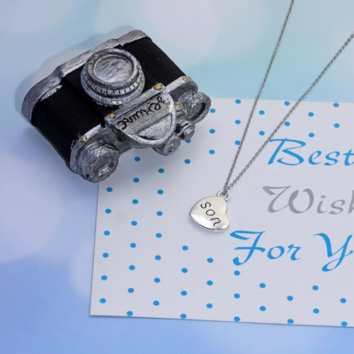 Shapenty Antique Silver Love Heart Shaped Family Members Pendant Charms for DIY Craft Keychains Bracelet Necklace Earrings Jewelry Making Findings and Memory Ornament - style: Son