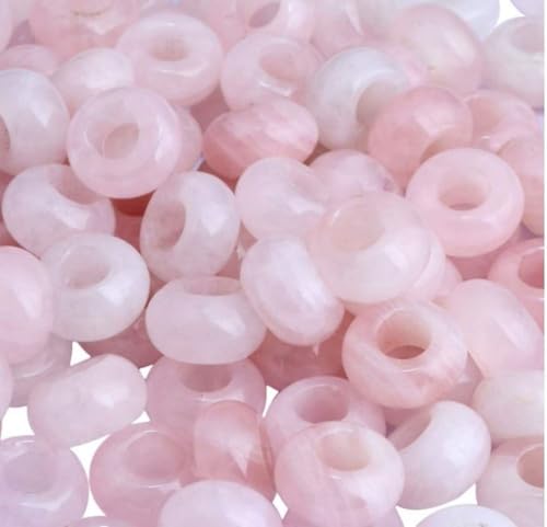 Adabele 30pcs Natural Pink Rose Quartz Gemstone 8x14mm Donut Rondelle Beads Large Hole ID 5.6mm for DIY Craft Jewelry Making GW-A1 - color: Rose Quartz, size: 14mm x 8mm - 30pcs