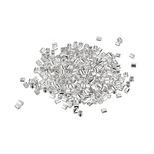 uxcell 1000Pcs Crimp Tube Beads, 2x2mm Brass Tube Crimp End Spacer Beads Tiny Stoppers for Bracelet Jewelry Making DIY, Silver Tone - color: Silver Tone, size: 2x2mm