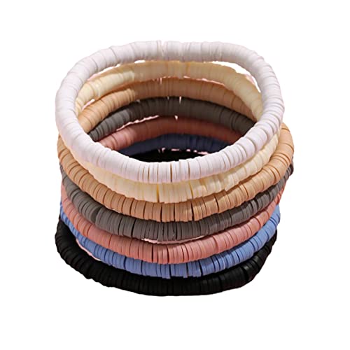 KIFEDSLJ Surfer Clay Bead Bracelets Elastic Colorful Polymer Beaded Stackable Stretch Bracelet Bohemia Aesthetic Summer Beach Jewelry for Women - color: grey
