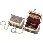 Royal Bagger Genuine Cow Leather Mini Jewelry Box Women's Coin Purse Solid Color Kiss Lock Change Pouch Casual Style Small Storage Bag for Women 1894 (Coffee-6894) - color: Coffee-6894