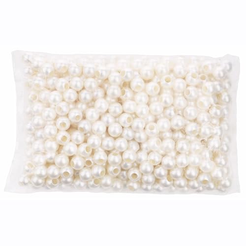 FM FM42 500g/450pcs 14mm Pearls with 6mm Big Hole Ivory Simulated Pearl Beads for Crafts - color: 14mm Pearls with 6mm Hole, 500g/450pcs