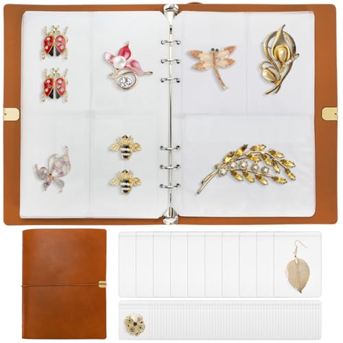 134 Pockets Jewelry Storage Book, PU Leather Travel Jewelry Organizer with Pockets, Portable Earring Organizer Case Ring Holder for Bracelet, Necklace