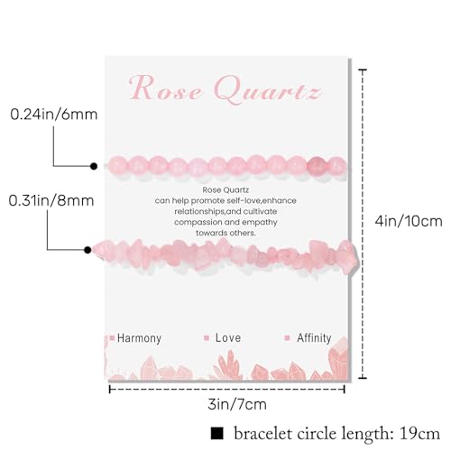 Healing Crystal Bracelets for Women 2 PCS 6mm Natural Stone Bracelet Stretch Crystal Beaded Bracelets Handmade Gemstone Bracelet Jewelry Gifts Christmas Gifts for Women Girls - style: rose quartz