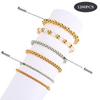 1200Pcs Smooth Round Beads Gold Spacer Loose Ball Beads for Bracelet Making Craft (4mm,6mm,8mm, Silver & Gold) - color: Silver & Gold, size: 4mm,6mm,8mm