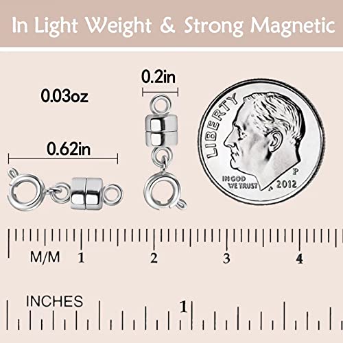 OHINGLT Strong Magnetic Necklace Clasps and Closures, Silver Plated Jewelry Clasps Converters for Bracelet Necklaces Chain - color: 8Pcs Silver
