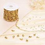 Jabogrii 13 Feet Gold Heart Chain for Jewelry Making Stainless Steel Craft Chain Spool DIY Jewelry Findings - color: Heart Gold