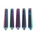 50mm Metallic Rainbow Coated Hematite Hexagonal Wand Jewelry Making Crystal Pointed Chakra Reiki Healing Beads 2mm Hole Drilled(Pack of 5) - color: Metallic Rainbow Coated Hematite
