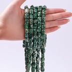 Natural Large African Jade Cube Stone Beads 8x11mm 38cm/str Loose Semi Gemstone Stone Square Beads for Making Bracelets Necklace - color: African Jade