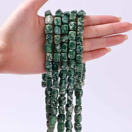 Natural Large African Jade Cube Stone Beads 8x11mm 38cm/str Loose Semi Gemstone Stone Square Beads for Making Bracelets Necklace - color: African Jade