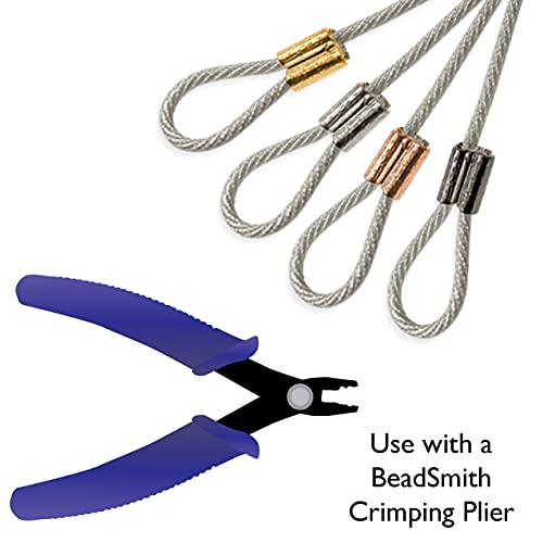 The Beadsmith Tube Crimp Beads, 2 x 2mm, 100 Pieces, Gold Color, Uniform Cylindrical Shape, No Sharp Edges, Designed to Secure The Ends of Jewelry Stringing Wires and Cables (Pack of 2) - size: Small (Pack of 2)