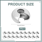 300Pcs 5mm Crimp Bead Knot Covers Brass Platinum Metal Half Round Open Crimp Beads Knot Covers Caps Small Beads Bulk for Craft Supplies DIY Necklace Bracelet Jewelry Making Accessories - color: Platinum