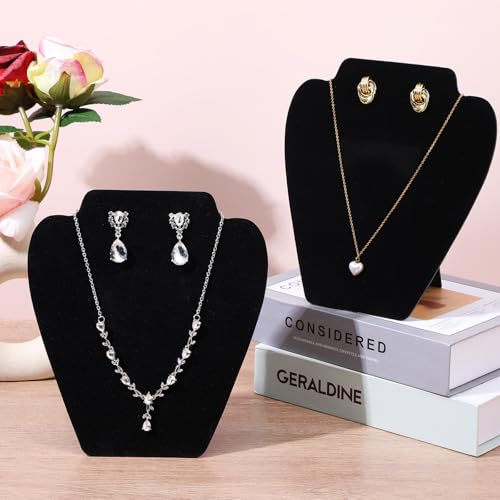 12 PCS Black Velvet Necklace Display,Jewelry Display for Selling and Shows | Foldable Necklace Easel Stand, Soft Velvet, Easy to Assemble