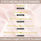 OHINGLT Necklace Extender Magnetic Clasps Chain Extenders for Necklaces,Gold and Silver Magnetic Necklace Clasps and Closures with Bracelet Extension - color: 5Pcs Gold