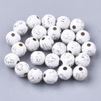 500Pcs Round Cross Beads 8mm Acrylic Bead Silver Easter Crosses Crucifix Pattern White Ball Shaped Loose Spacer for Bracelets Earrings Necklace Pendants Jewelry Making Crafts Holy Accessories - color: White