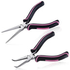 Mini Needle Nose Pliers Set - Small & Extra Long Nose Pliers for Jewelry Making, Wire Wrapping & Object Gripping with Soft Grip - style: Straight & Bent Needle Nose Plier