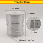 2 mm 330 Feet Satin Nylon Cord String for Jewelry Making Bracelet Necklaces Beading Thread Rattail Macrame Kumihimo Chinese Knot Craft - size: Silver