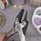 The Beadsmith Round/Flat Nose Parallel Pliers, 5.5 inches (140mm) Steel Tool for Jewelry Making, with Spring - style: Round Nose/Flat Nose - 140mm