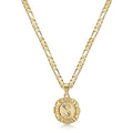KissYan Initial Necklaces for Women, 14K Gold Plated Round Letter Pendant Capital Monogram Necklace Alphabets from A-Z Figaro Chain Jewelry - color: Gold, style: S