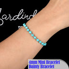 QOGIR 14k gold Handmade Healing Bracelet, Natural Gem Stone Crystal Elastic Gold Bracelet - color: Blue Turquoise Silver - Wisdom, size: 4m