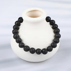 LPBeads Handmade Natural Gemstone Stretch Elastic Bracelet Healing Crystal Round Stone Beads Jewelry Gifts for Women Men - color: Black Lava, size: 8mm