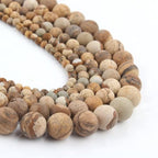Stone Beads, 60pcs Matte Picture Jasper, 6mm Round Loose Beads for Jewelry Making, Bracelets, with Bag, String & Card - color: Matte Picture Jasper, size: 6mm