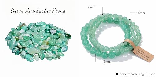 3Pcs Healing Crystal Turquoise Bracelets for Women Men 8mm 6mm 4mm Natural Stone Beaded Stretch Bracelet Jewelry Gifts for Women Girl - color: T4-Green Aventurine