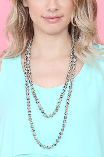 Bead Strand Versatile 60" Long Wrap Necklace - Handmade Knotted Multi Layer Sparkly Crystal, Semi Precious Natural Stone, Lava, Glass Faux Pearl - color: Natural Stone Bead - Dalmatian Jasper