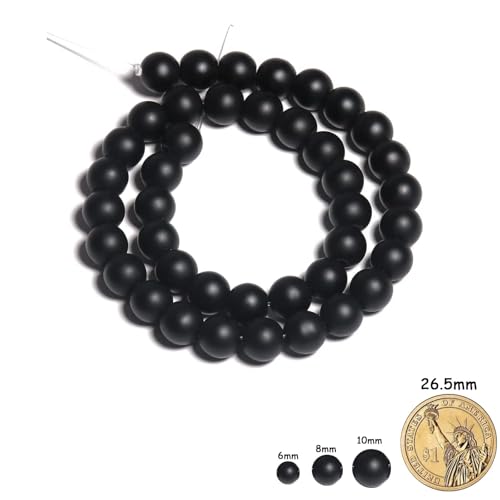 Yochus 60pcs Black Matte Onyx Agates Beads，6mm Healing Power Natural Stone Round Loose Beads for Jewelry Making Earring Necklace DIY Crafts - color: Black Matte Onyx Agates, size: 6mm 60beads