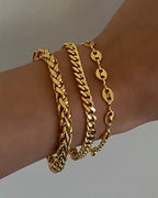 Waterproof Gold Chain Bracelet For Women Non Tarnish,14K Gold Plated Link Dainty Bracelets Stake Layered Bracelet Set Hypoallergen Gold Jewelry - color: Style-7