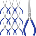 10 Pcs Mini Needle Nose Pliers Bulk, 6 Inch Precision Pliers Set with Extra Long Tips for Jewelry Making, Wire Wrapping, Small Object Gripping, DIY Project (Blue) - color: Blue