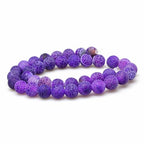 Natural Purple Cracked Dream Fire Dragon Veins Agate Beads Round Stone Beads for Jewelry Making DIY Bracelets Necklaces (8mm) - color: Purple Frosted Agate, size: 8mm