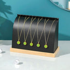 Cambered Necklace Display Stand with Leather Soft Mat Wood Jewelry Organizer Tabletop Display Holder for Necklaces,Choker Pendant (Black) - color: Black