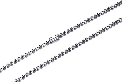 Titanium Stainless Steel Small Beads Ball Chain Necklace for Men Women 24-38 Inches Silver Black Gold - color: Silver, 1.5mm wide