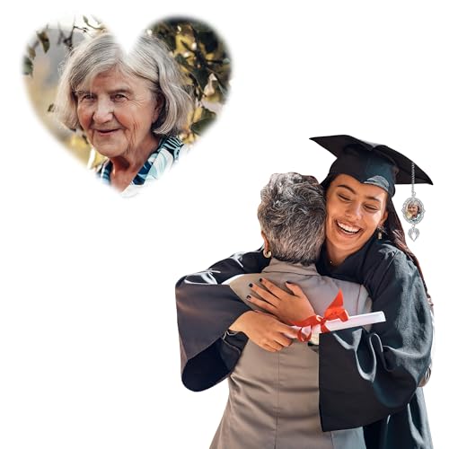 Custom Memorial Graduation Tassel Photo Charm with Angel Wings Personalized Memory Tassel for Grad Cap 2026 Memorial Gifts for Grad Graduation Hat Charm Decor