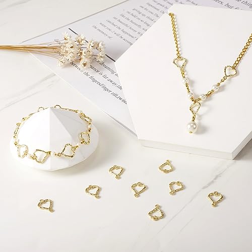 FASHEWELRY Golden Bow Connector Charms Bulk, Christmas Bowknot Link Charms, Infinity Links Geometric Hollow Bezel Pendants for Earring Bracelet Necklace Keychains Jewelry Making - color: Light Gold-Heart