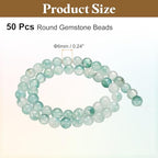 HARFINGTON 50pcs Natural Stone Beads 6mm Green Grass Agate Round Gemstone Stone Loose Beading Real Genuine Smooth Balls Bead for Jewelry Making Bracelets Necklace Earrings DIY - color: Green Grass Agate, size: 6mm