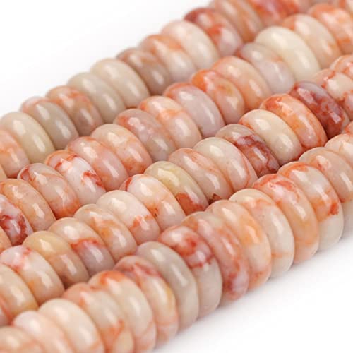 JOE FOREMAN 2x6mm Natural Red Crazy Lace Agate Stone Heishi Disc Rondelle Spacer Beads for Jewelry Making Full 15" Strand Energy Stone Healing Power Crystal - color: Red Crazy Lace Agate