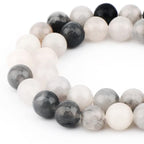 Bymitel 90 pcs Natural Genuine Real Round Loose Stone Beads Gemstone Spacers for Charm DIY Jewelry Making 15.5" per Strand 4mm (Cloudy Quartz Crystals, 4mm) - color: Cloudy Quartz Crystals, size: 4mm