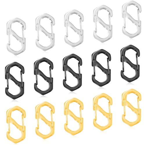 15Pcs Double Opening Lobster Clasps Necklace Shortener Clasp Bracelet Clasps and Closures Stainless Steel Necklace Clasp S Lock Chain Shortener for Necklace Bracelet Connector Jewelry Making(3Color,M) - color: 15PCS-SIlver,Gold,Black, size: Medium