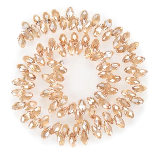 200pcs Czech 12mm Faceted Teardrop Briolette Crystal Glass Loose Beads Pendant Drop Spacer Bulk Golden Shadow for DIY Jewelry Making CCT2-28 - color: Golden Shadow, size: 12x6mm - 200pcs
