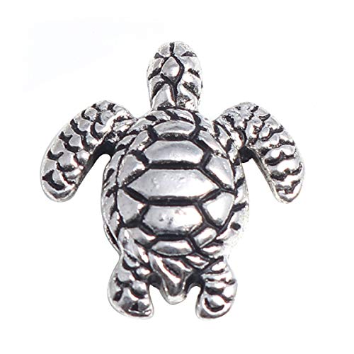 JGFinds 3D Turtle Charm Spacer Beads - 28 Pack of Silver Tone DIY Jewelry Making Supplies; Necklace or Bracelet Bead, Beach Tortoise for Handmade Jewelry or Keychains